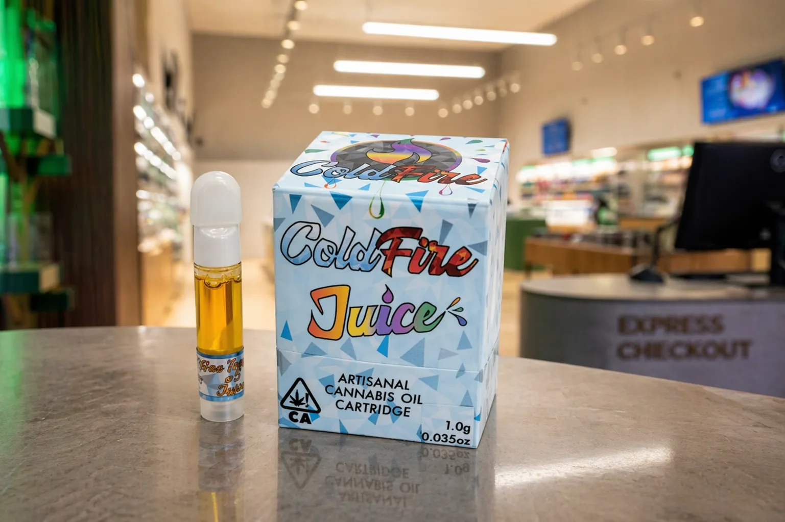 ColdFire Juice cannabis oil cartridge with packaging